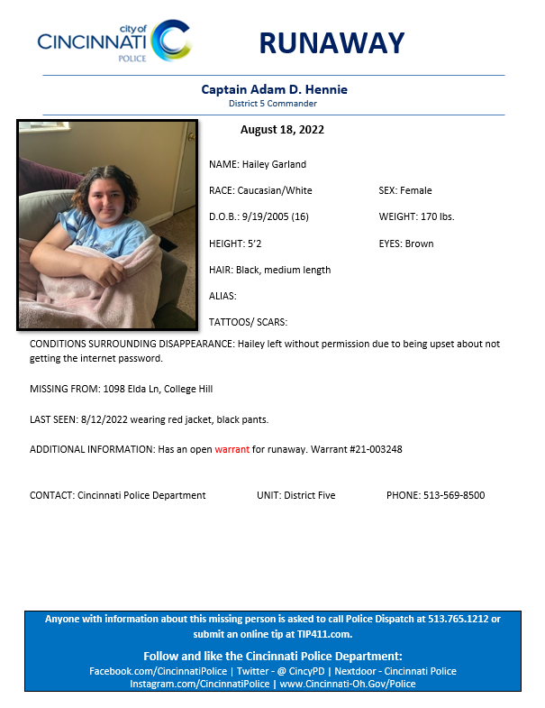 Cincinnati Police Department tweet media
