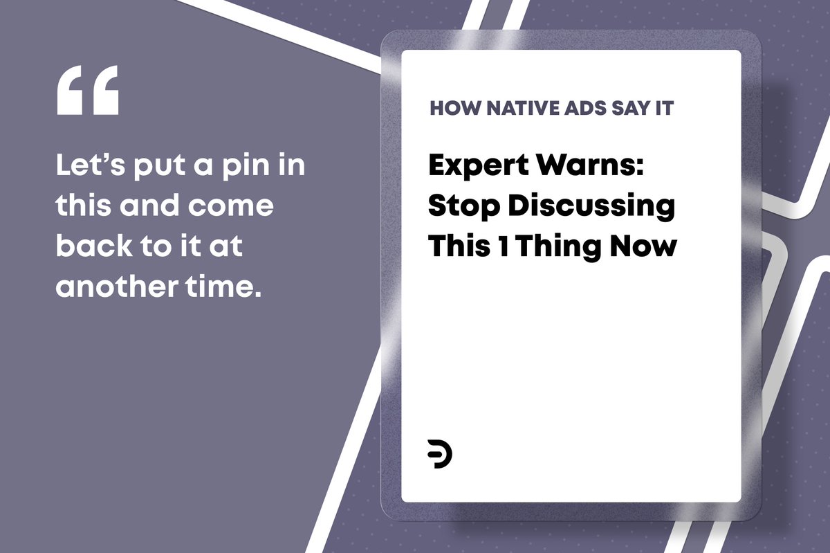 decideinc's tweet photo. Four common phrases, but they're rewritten as native ad headlines 🤣 https://t.co/4ucQb1ZkQy