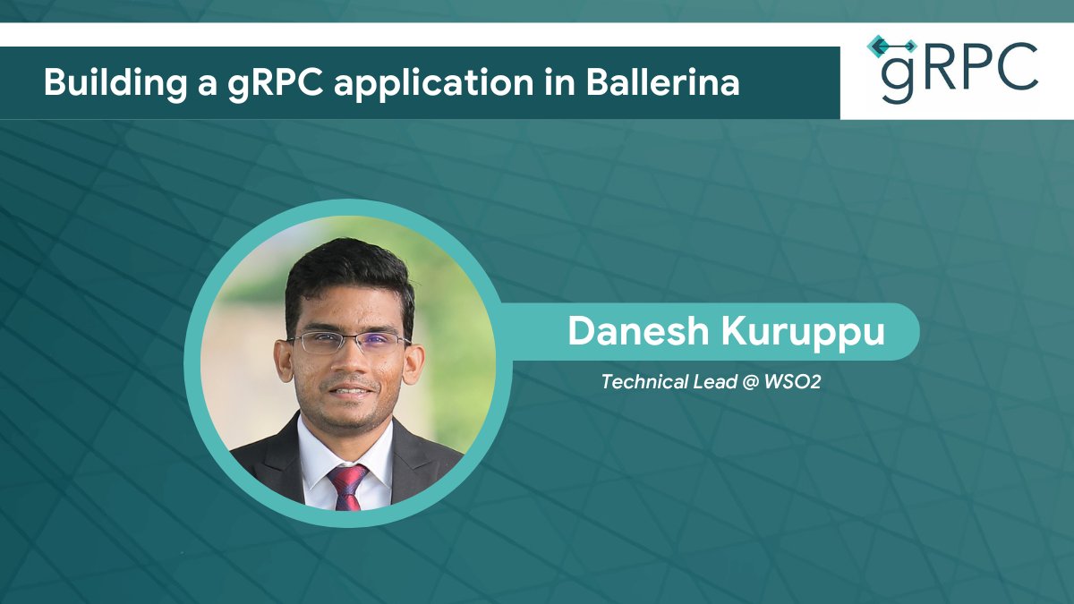 grpcio's tweet photo. 🐶 Save the date &amp; get ready to hear @dknkuruppu talking about the gRPC support in Ballerina Language, and how easy it is to write a gRPC service and client application in Ballerina.  👀🔔 We are looking forward to seeing you! Get the joining details here: https://t.co/AaSn6hZ40x https://t.co/8qnwbmNCC5