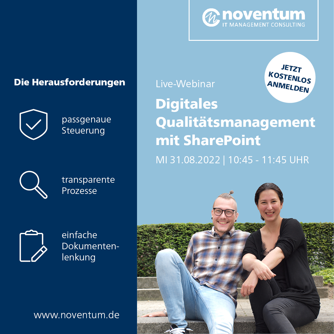 Wir freuen uns Sie zu unserem Webinar am 31.08. von 10:45 – 11:45 Uhr einzuladen. Hier zeigen Ihnen unsere Ecpert:innen wie Sie Ihr Qualitätsmanagement mit #SharePoint passgenau steuern und transparente Prozesse etablieren können. Jetzt anmelden!
ow.ly/RY1O50KlBqS