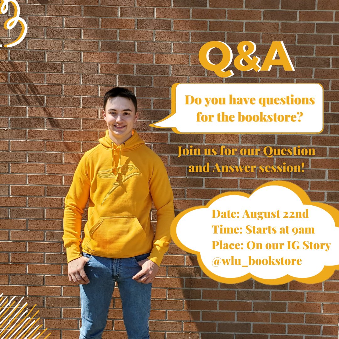 Got questions? Join us on August 22 for our Instagram Q&A session! Read below for more details. 📍Where: On our IG Story (@wlu_bookstore) ⏰️ Time: Starts at 9:00am. Ends 24 hrs from the time we start. 🗓 When: Monday August 22 #wilfridlaurieruniversity