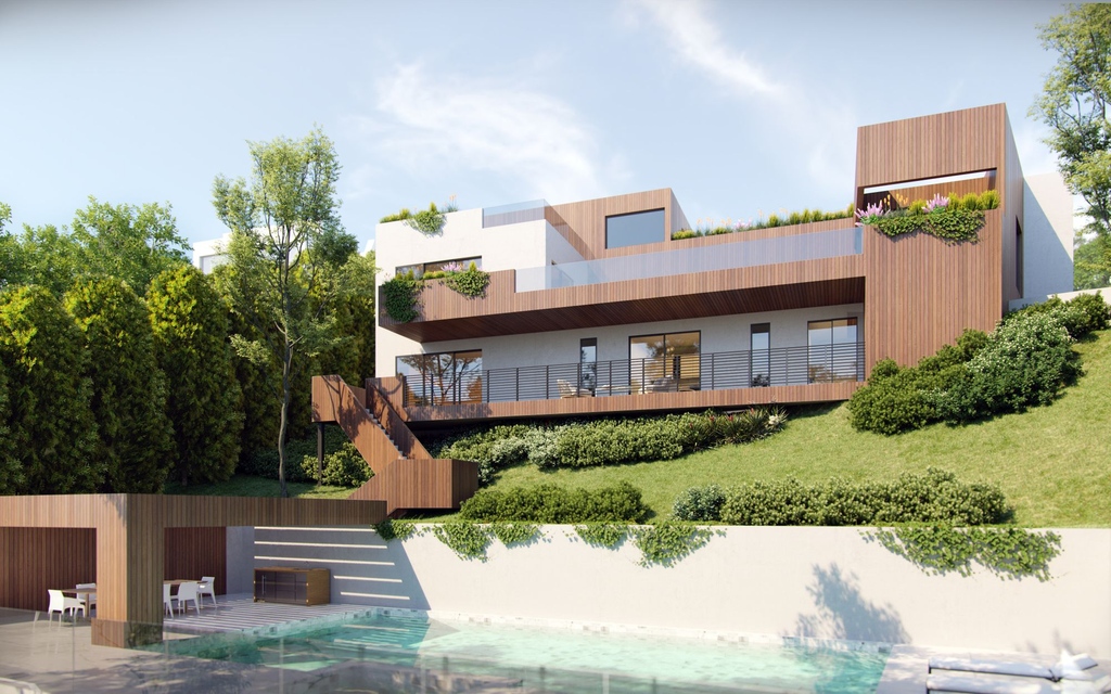 Seeking to create connections, the design for this new home includes large gathering spaces, both indoors and out, for family and visitors alike. A garden and pool terrace are situated below to create a secluded outdoor retreat. ⁠
⁠
#auxarchitecture #residential #brentwood