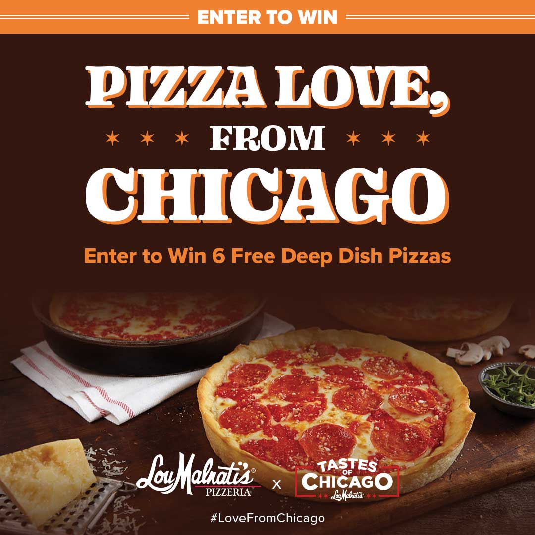 TastesofChicago's tweet photo. 🍕❤️They say “food is love” but we’re pretty sure it’s actually “Pizza is Love.”🍕❤️ 

Enter to win #LoveFromChicago for your chance at 6 free @LouMalnatis  Deep Dish pizzas, 8/17-9/5/22. No purchase necessary. See official rules for more info:
https://t.co/fbeJUh03py https://t.co/7bNvRkyfQf