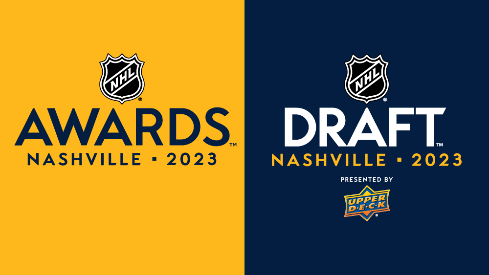 NHL's tweet photo. GOING TO SMASHVILLE 🤠

The City of Nashville will host the 2023 #NHLAwards and 2023 @UpperDeckSports #NHLDraft! https://t.co/vxKpG7XOGN