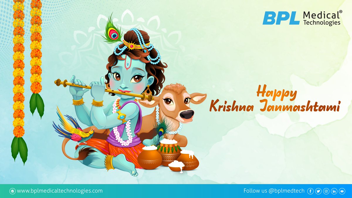 BPLMedTech's tweet photo. #ShriKrishnaJanmashtami 
May Lord Krishna fill your life with good health, happiness and prosperity. Relish this day with a heart full of love. Team BPL Medical wishes you a very #HappyJanmashtami 🌷
#Janmashtamispecial  #KrishnaJanmashtami #KrushnaJanmashtami #BPLCares https://t.co/40LRksR9Hx