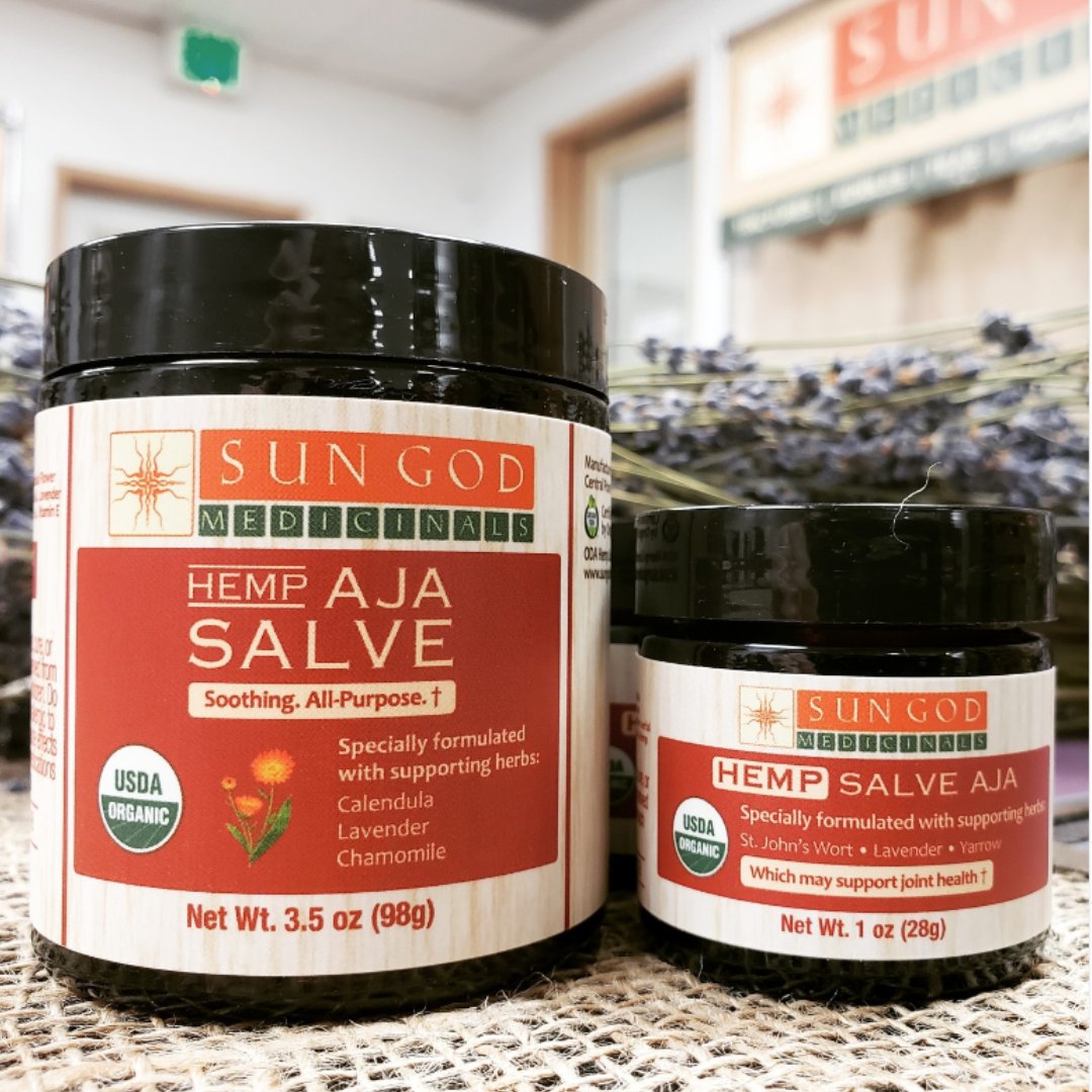 SunGodMeds's tweet photo. This certified organic salve is formulated with regenerative olive oil to moisturize and support the skin and herbs such as St. John's wort, lavender, and yarrow. A favorite of people who work with their hands.
.
#topical #hemp #fullspectrum #salve https://t.co/iC1CfVZbal