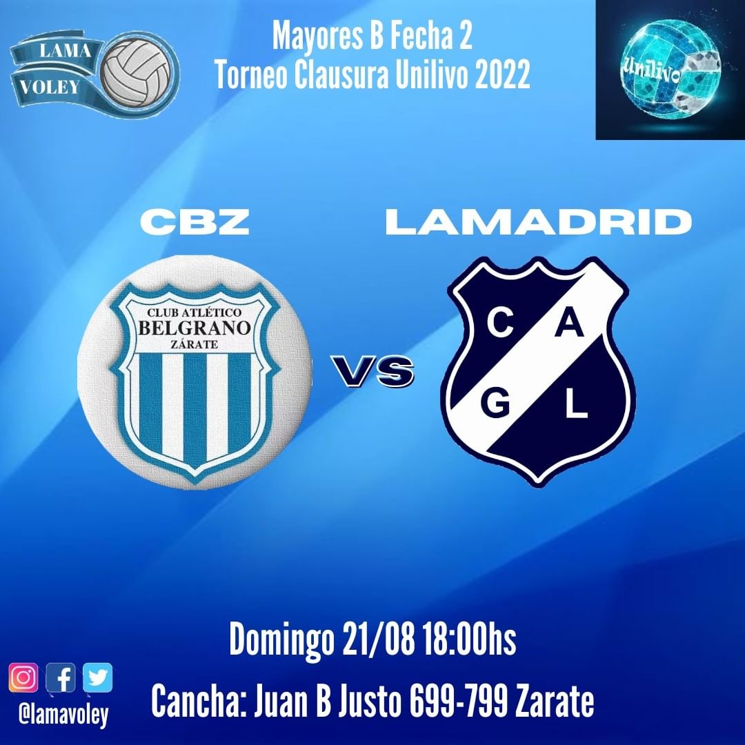 lamavoley's tweet photo. El domingo las Mayores B enfrentan al equipo de @belgranozarate a las 18:00hs por la 2da fecha del torneo clausura 2022 organizado por @unilivook. Vamos Lama 💙🏐💙
@Lamadridprensa https://t.co/JbFUPN9SXn