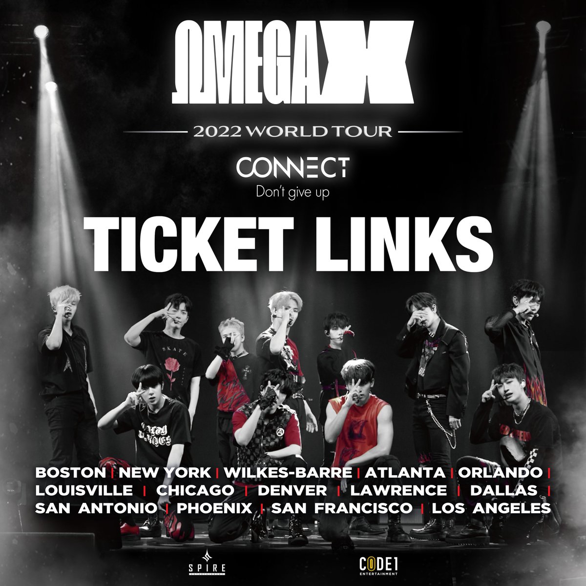 CODE1_ent's tweet image. Hey, FOR X! Are you guys excited for this tour?! The moment many of you have been waiting for is finally here! Here are the ticket links you can use when the ticket sales open up for each city! 
 
code1.shop/pages/omega-x-…