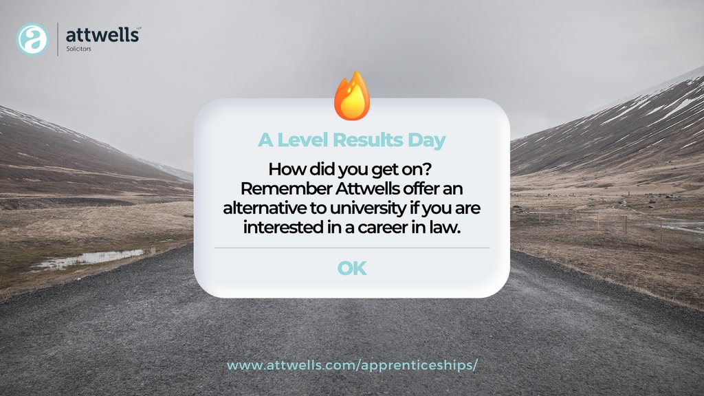 attwells's tweet photo. If you’re unsure about whether university is the right route for you but you want to become a lawyer, then our apprenticeship may be the right fit for you!
Visit: https://t.co/A1QsWj1jOO 🎉
#alevels #alevelresultsday #solicitors #law #legalcareer #legalapprentice https://t.co/y4tiwuooBV