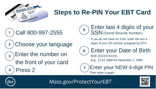 Immigrant Advancement - Boston (@bosimmigrants) on Twitter photo If you have #SNAP and #DTA cash benefits, make a new PIN. If you don't make a new PIN, <a href="/MassGov/">Mass.gov</a> will automatically remove your PIN on August 23, and your EBT card will not work until you make a new PIN. You don't need a new card. Mass.gov/ProtectYourEBT.
w/ <a href="/BOSfoodjustice/">City of Boston Office of Food Justice</a> If you have #SNAP and #DTA cash benefits, make a new PIN. If you don't make a new PIN, <a href="/MassGov/">Mass.gov</a> will automatically remove your PIN on August 23, and your EBT card will not work until you make a new PIN. You don't need a new card. Mass.gov/ProtectYourEBT.
w/ <a href="/BOSfoodjustice/">City of Boston Office of Food Justice</a>