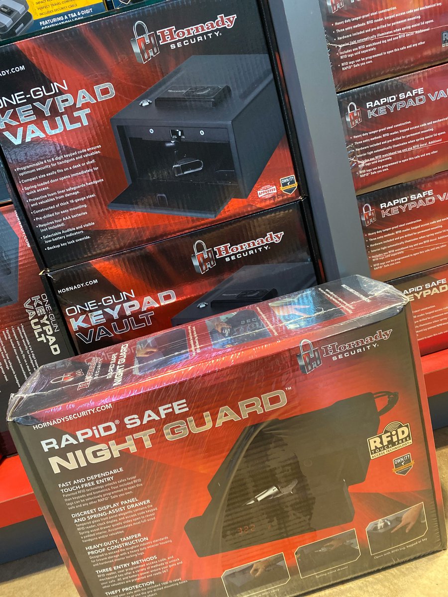 In need of a safe place to store your firearms? We have Hornady safes that come in all different sizes to hold all of your handguns, rifles and shotguns. Come in and check them out! #range129