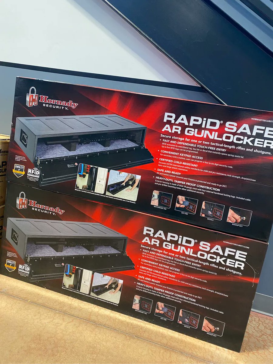 range_129's tweet photo. In need of a safe place to store your firearms? We have Hornady safes that come in all different sizes to hold all of your handguns, rifles and shotguns. Come in and check them out! #range129 https://t.co/sZIzoUJhuF
