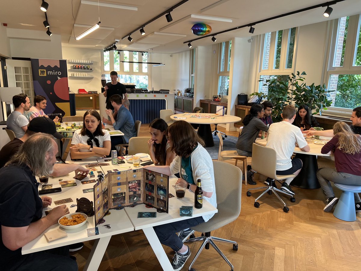 sidvanwijk's tweet photo. Boardgame night at ⁦@MiroHQ⁩ ! This is amazing! 😄 https://t.co/2keRmxMrpC