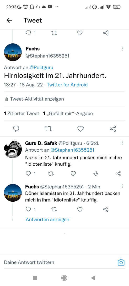 Stephan16355251's tweet photo. @Politguru Döner Islamisten im 21. Jahrhundert packen mich in ihre "Idiotenliste" knuffig. https://t.co/kaUH61TaRM