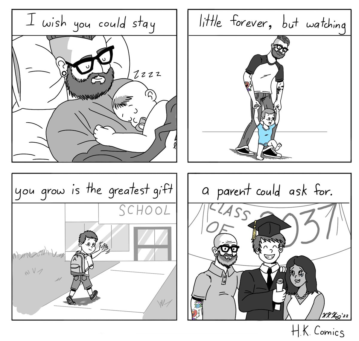 HK_Comics's tweet photo. “Greatest Gift”
#HKComics #comic #comicstrip #webcomic #wholesomememes #wholesome #wholesomecontent #family #fatherandson #love #greatestgift #growingup #quote https://t.co/RlUAF9ml5O