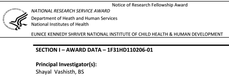 Late to Twitter, but thrilled that my F31 has officially been funded (on first submission!) and I'm extremely grateful for my labmates and mentor for supporting me through the process. 🎉