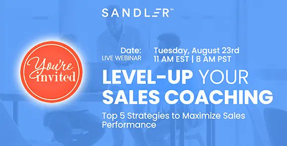 sandlerofNJ's tweet photo. [ONE WEEK AWAY] Guest Webinar: Level-Up Your Sales Coaching . . .Join Us on Tuesday, August 23rd at 11 AM ES.
This session is ideal for those who are managing salespeople or who are looking to move into a sales management role. 

RSVP Today>  https://t.co/WqaXddCi9m https://t.co/pyGqV1WIth