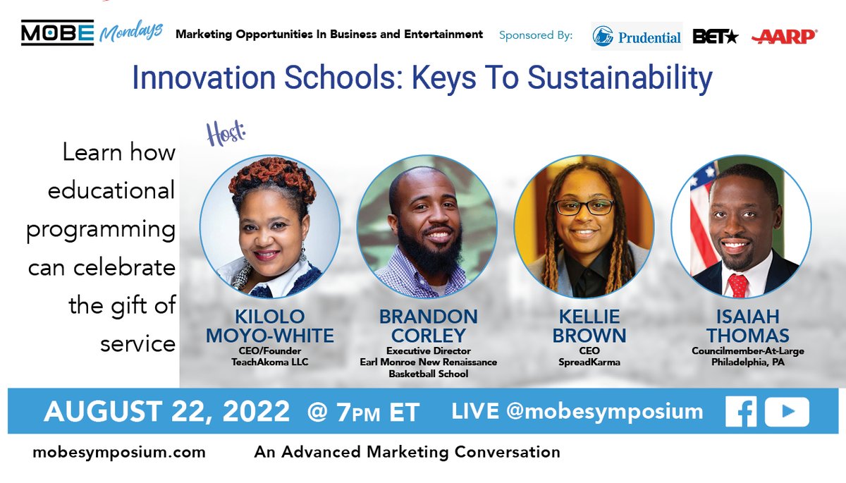 MobeSymposium's tweet photo. Learn more about the innovative ways these community leaders ground educational programming that celebrates the gift of service.  #mobesymposium #onlyatmobe #IENMOBEMonday #TeachAkoma #SpreadKarma  #FriendsofIsaiahThomas #FreedomSchools #InnovationSchool #EarlMonroeSchool https://t.co/UBOLQAKvNy