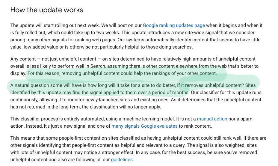 Lots of buzz via Google today about launching their new "Helpful Content" algo update next week:

▶️ Targets "SEO" content that adds little unique value
▶️ Sitewide signal
▶️ Suggest content PRUNING of low-value content can help impacted sites

Feels like old Panda w/ new signals