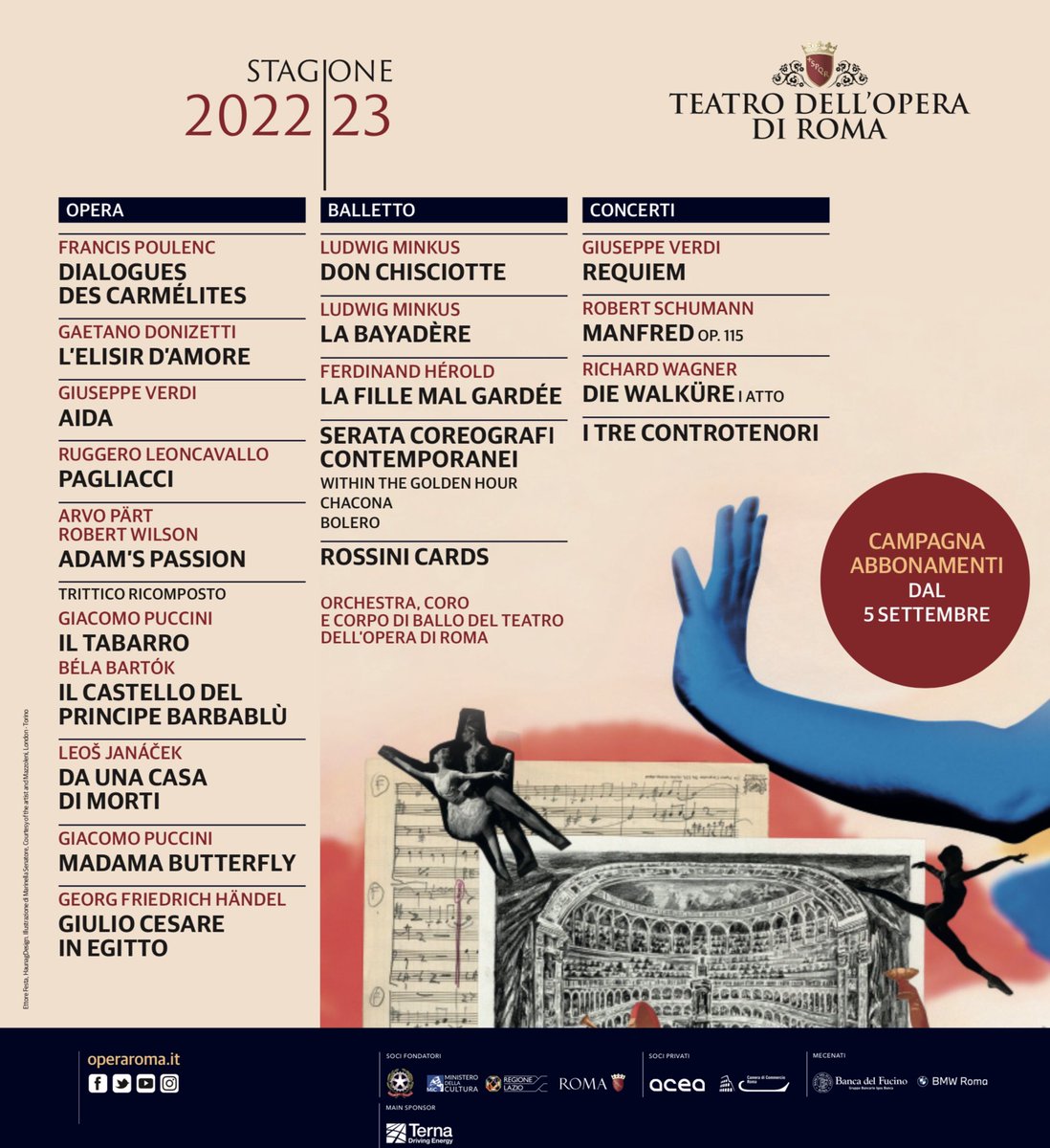 OperaRoma's tweet photo. #NuovaStagione
Dal 5 settembre parte la campagna abbonamenti!
#operaroma https://t.co/sLLDLmOsKG