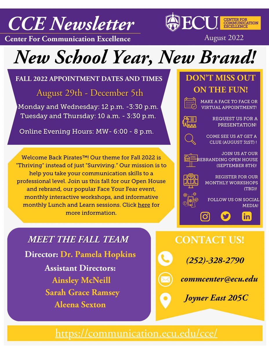 Check out our August newsletter to see what’s happening in the new ✨Center for Communication Excellence. ✨