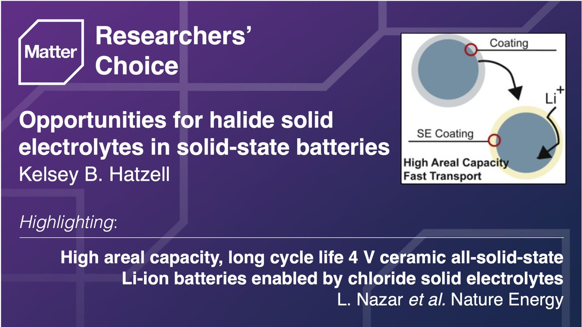 Matter_CP's tweet photo. .@KelseyHatzell @Eprinceton highlights work from Linda Nazar, @Janek_Lab_JLU & colleagues on novel halide solid #electrolytes for improved performance in solid-state #batteries.
#MatterIssue38 Preview: https://t.co/QO5Gc4EQ5G
@NatureEnergyJnl Article: https://t.co/ZXaGwXcJYi https://t.co/jHPwWfBU4Z