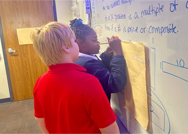 GriffinsNDUE's tweet photo. Mrs. Severin’s math class is participating in a gallery walk and recording observations on how many rectangles could be made for a given area. Students are discovering what it means for numbers to be prime and composite. What a fun math lesson! #LEADlikeaGriffin https://t.co/vTNmLBSms0