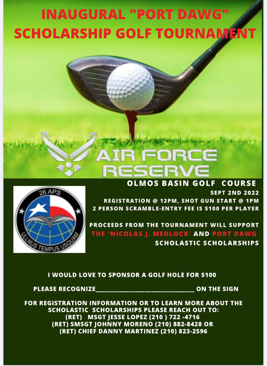 Attention all golphers. We had some players drop out due to military deployment. Let me know if interested or if you can donate anything. Nicolas Medlock died his Senior year at Clark. His dad is a member of our military family. Just trying to help a good cause.