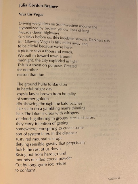 JGordonBramer's tweet photo. Here's an old #poem I wrote for Appleseeds, an anthology of American Poetry (c) 2008 by #SacredFoolsPress. It's called Viva #LasVegas  #Poetry #Writers #PoetryCommunity #WritingCommunity #WritersCafe https://t.co/j0cN63ZEWJ