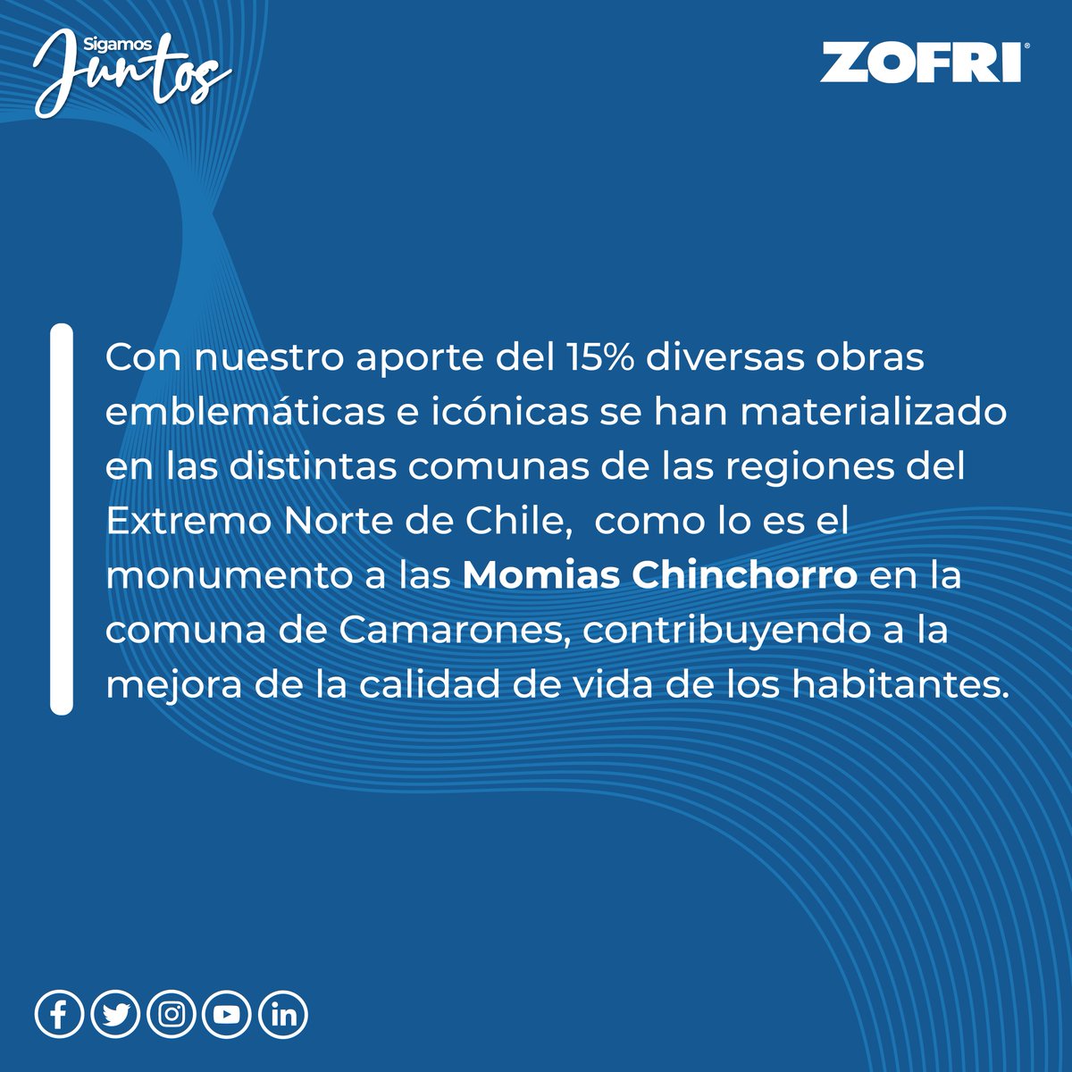 Zofri_SA's tweet photo. Diversas obras emblemáticas e icónicas se han materializado en las distintas comunas de las regiones del #ExtremoNorte de #Chile 🇨🇱, como lo es el monumento a las #momias #Chinchorro.
Con #Zofri, sigamos juntos 💙🤝 https://t.co/11Ywa7TD1E