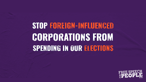 FSFP's tweet photo. “The American people understand that foreign influence, through any form, has no place in our elections. Concealing such influence via corporate spending presents serious harm to our democracy.”
— FSFP Legal Director @ronfein.
#NoForeignInfluence https://t.co/aZcX0cifcA