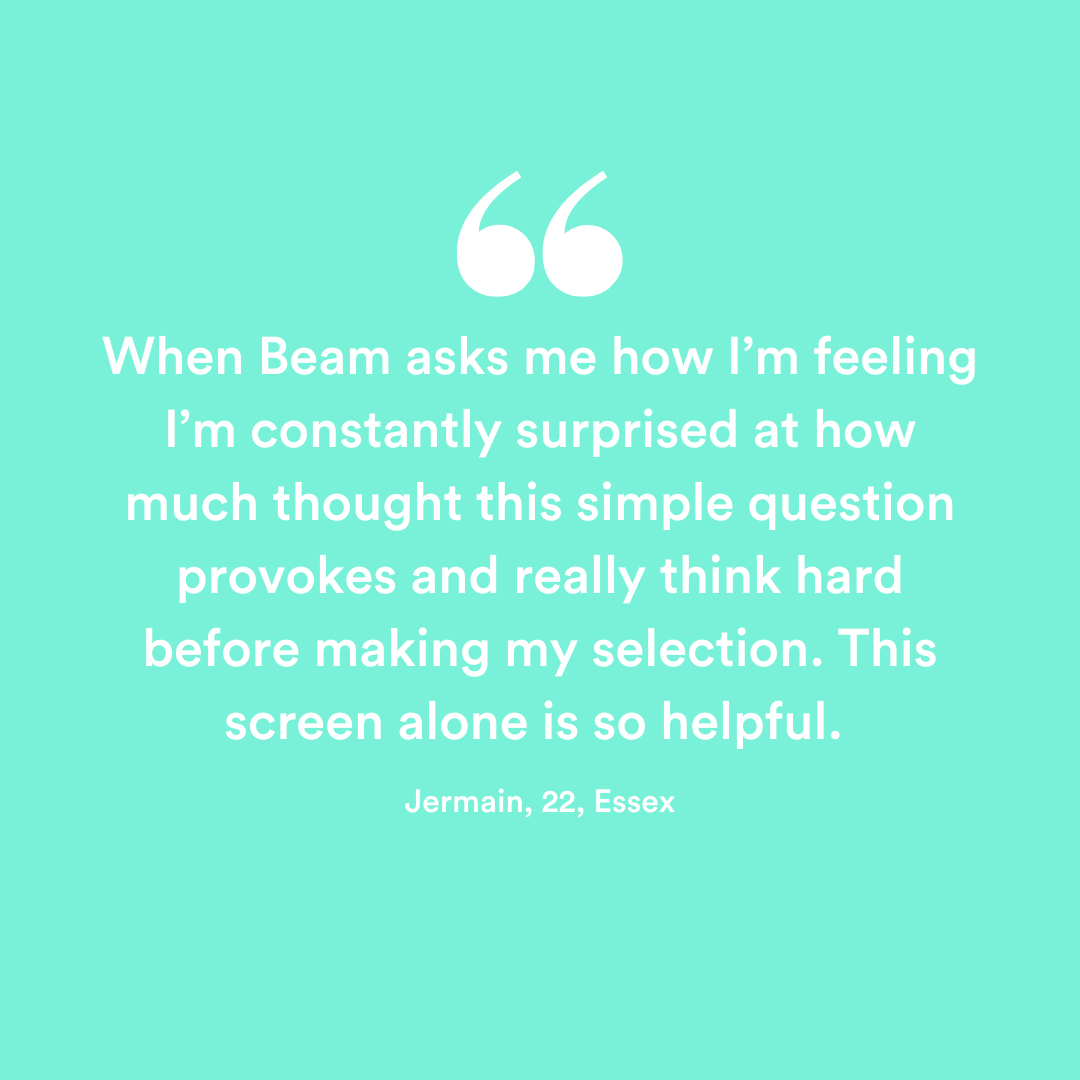 beamandmeapp's tweet photo. Here's what one of our users has to say about his experience with Beam...

#beamandmeapp #mentalhealth #mentalwellbeing #beamcanhelp #decodeyourlife #lifestyleapp https://t.co/bdeFb8WFm0