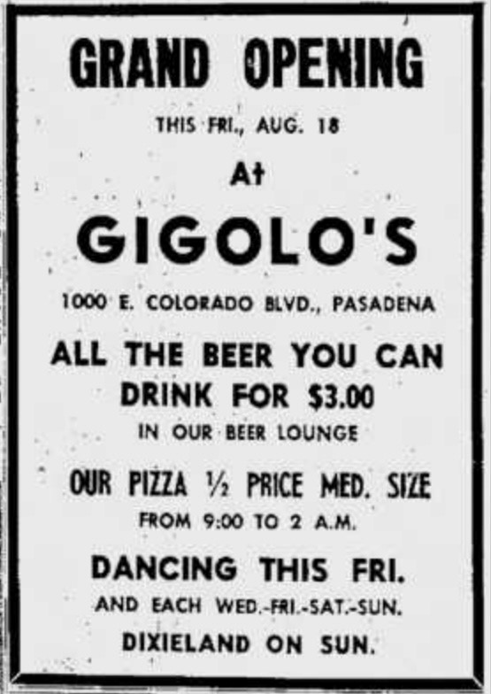 epappa's tweet photo. Ah, Gigolo's. Opened on this day in 1961 in #Pasadena, CA. #WhereMomMetDad #UnclesBar #ColoradoBlvd https://t.co/CLqYLCpAOf