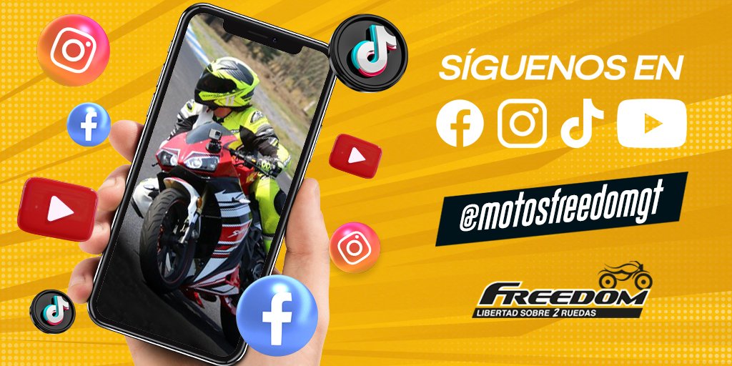 Encuentra la libertad sobre dos ruedas en nuestras redes sociales 🏍️👌😎

✅ Facebook: facebook.com/motosfreedomgt
✅ Instagram: instagram.com/motos_freedom_…
✅ TikTok: tiktok.com/@motosfreedomgt
✅ YouTube: youtube.com/c/MotosFreedom… 

#MotosFreedom 
#CeroClavos