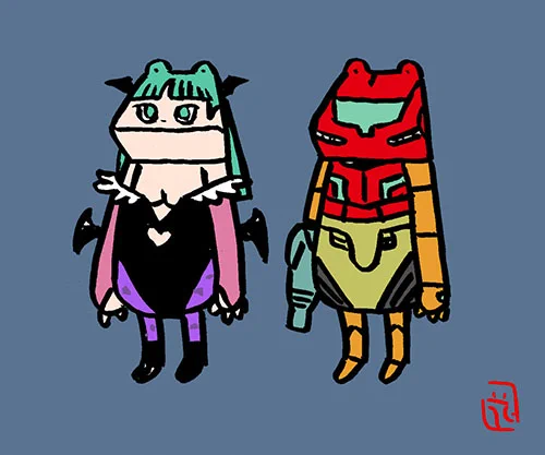 ケロガン。ケロス。#ヴァンパイアハンター #メトロイド#ゲーム#かえるヒーローズ #蛙#ファンアート #fanart 