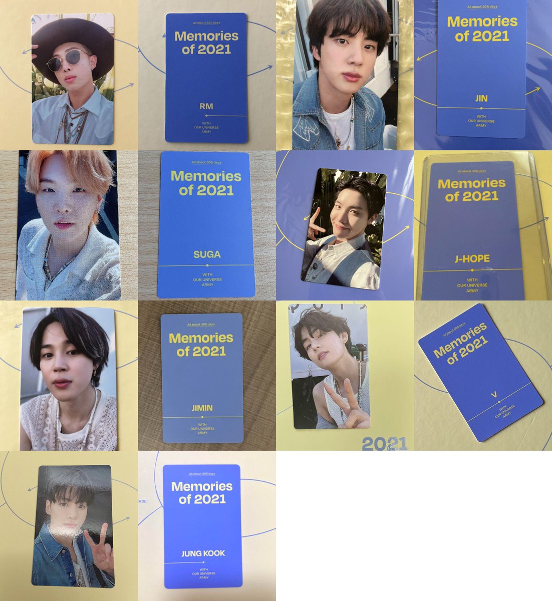 oddaengmart's tweet photo. BTS OT7 MEMORIES OF 2021 DVD &amp; DIGITAL CODE PHOTOCARD PREVIEW 💜 https://t.co/GFbCYbHKry