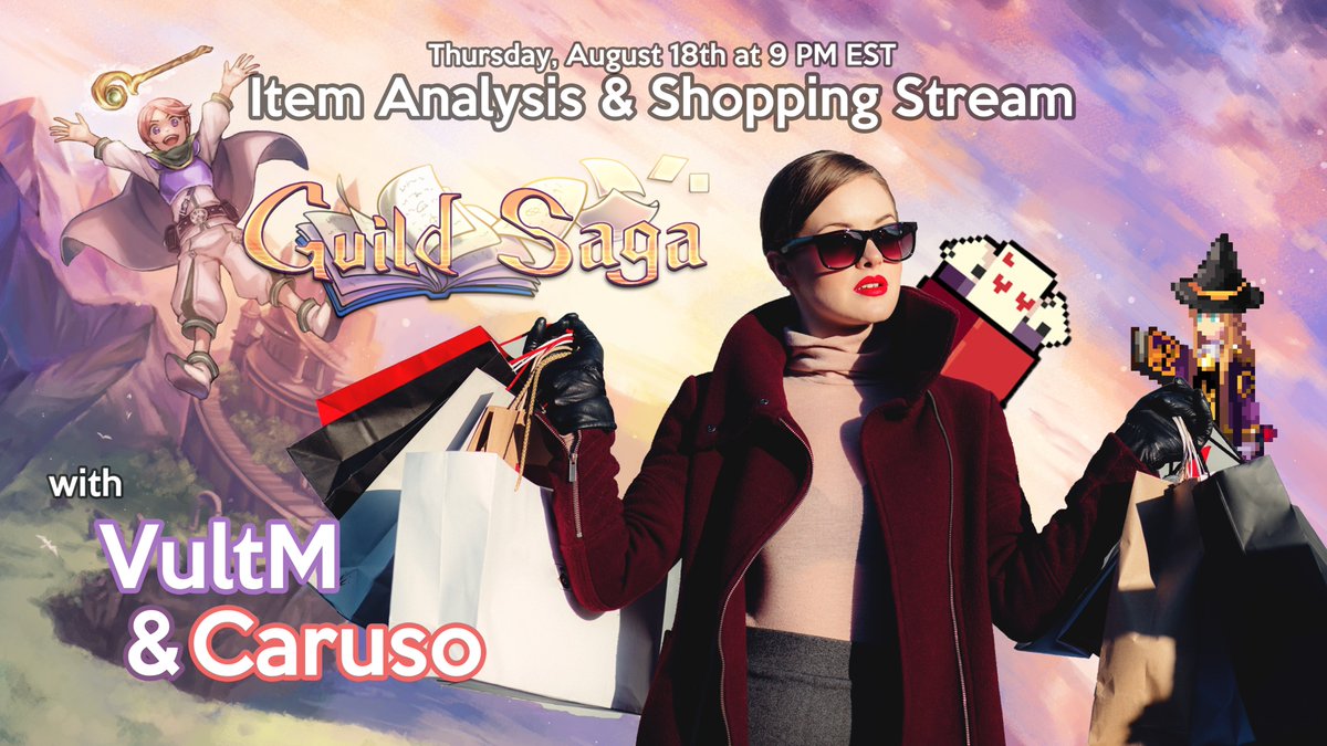 GuildSaga's tweet photo. Join us on our YT channel for the 3rd Item Analysis and Shopping Stream in 30 MINUTES 🛍️

@vult_M and  @SolCaruso will be browsing the Guild Saga collection on ME, analyzing Heroes, buying the best deals, then giving them all away to the viewers!

WATCH: https://t.co/lU2zWorAuE https://t.co/DIM8CnBarz