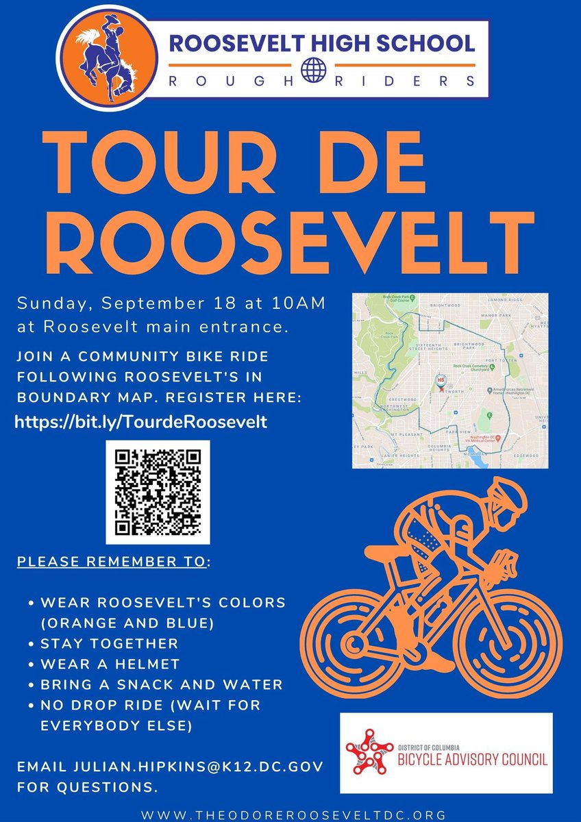 Great Tour de Roosevelt test ride tonight with <a href="/HandlebarsDC/">handlebarsdc.bsky.social 🚴</a>! Register today for the 2nd annual Tour de Roosevelt community bike ride on Sunday, September 18th at 10am: bit.ly/TourdeRoosevelt #VisionZeroDC #BikeDC