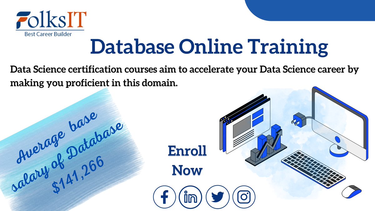 Folksitelearn's tweet image. Advance with a Certificate in #DatabaseCourse -@ bit.ly/3CgEUHy from industry professionals. Learn about #SQL, database relationships, modifying data, #programming techniques and handling errors.
#database #datascience #machinelearning #followforfollowback #folksit