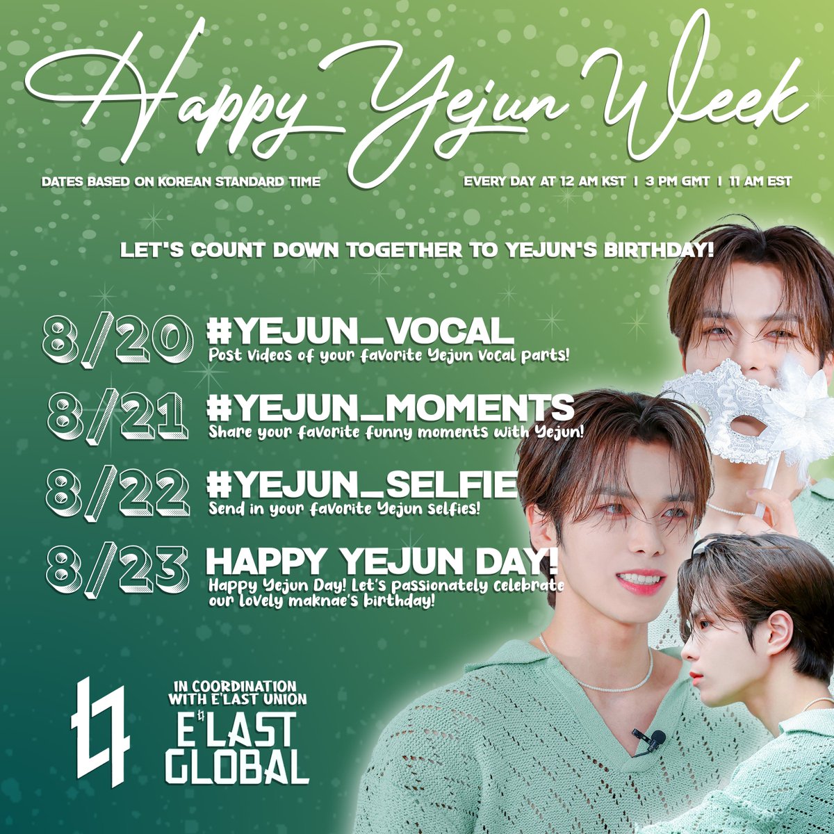 ELASTWORLDWIDE's tweet photo. [📢 INFO]

#ELRING, are you ready for #Yejun's birthday?
Let's get it started with a mini-week where we celebrate things we love about our Yejun!
Make sure to use the tags below and look out for his official birthday tag announcement!

#ELAST #엘라스트 #엘링 #예준 @ELASTofficial https://t.co/AJfVNTm7wP