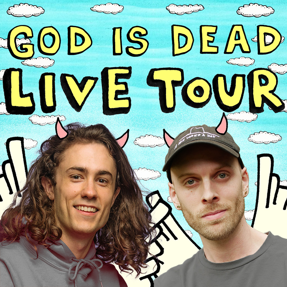 comedy_au's tweet photo. GOD IS DEAD TOUR STARTS IN TWO WEEKS!

@brycevmills and Campbell Walker are set to bring huge laughs to Sydney, Melbourne, Brisbane, Newcastle and Canberra - tickets on sale now!

🎟️ https://t.co/4CpDXo777C https://t.co/EQmkpPniZn