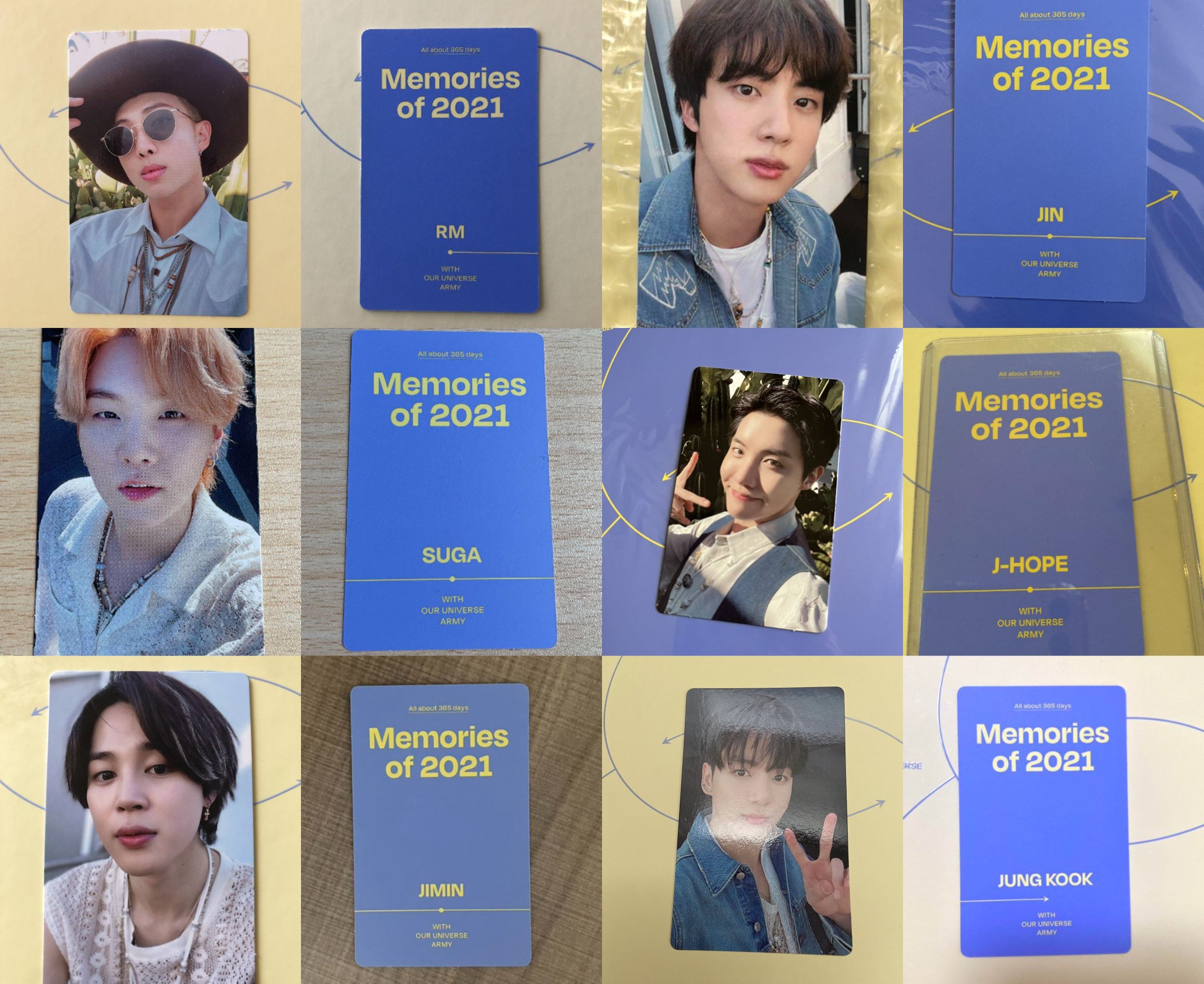 BTS Memories 2021 Blu-ray official photo card JUNGKOOK M JIN