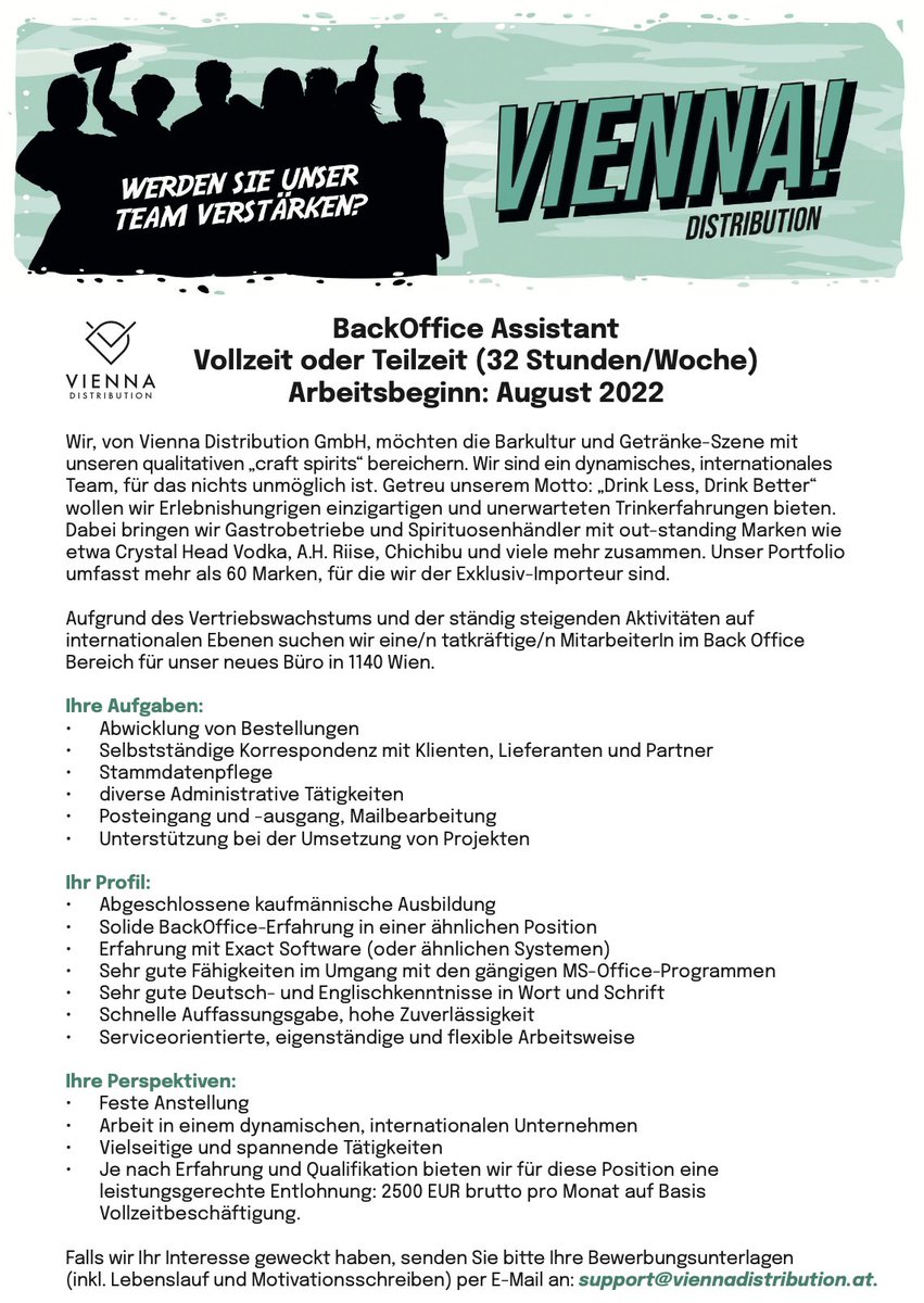 kitsati's tweet photo. Wir wachsen stetig und freuen uns über motivierte neue MitarbeiterInnen! Vienna Distribution GmbH https://t.co/ccN7vCM8tp