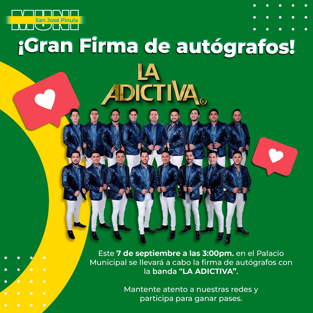Ya se acerca la gran actuación de LA ADICTIVA en nuestro municipio.

Mantente atento a nuestras redes sociales.