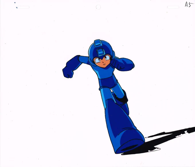 Absolutely amazing Mega Man 8 Animation Cel and Douga of Mega Man from the Opening. 