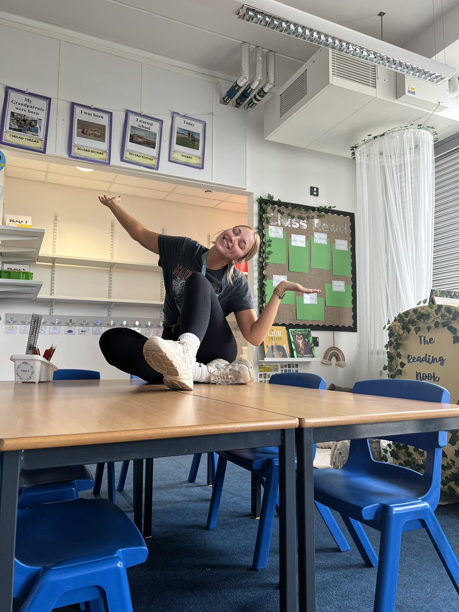 MissSHurst's tweet photo. After a bit of titivating today my classroom is all ready for September 🥰 

No one tell the cleaner I sat on the tables 🤫🤣 https://t.co/6toZwBoqrY