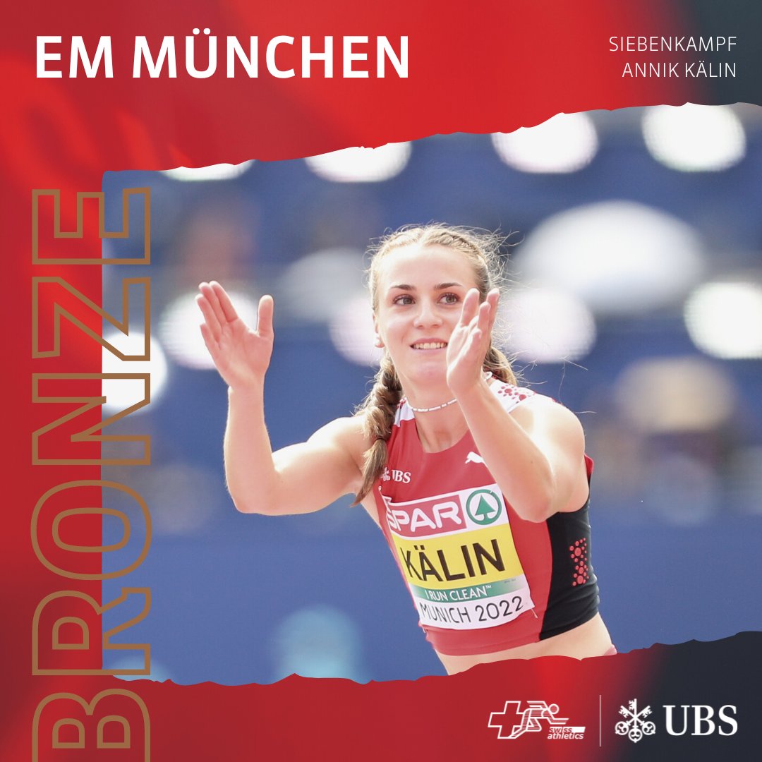 BRONZE! 🥉 6515 🎉
Annik Kälin gewinnt in München mit Schweizer Rekord EM-BRONZE im Siebenkampf! GROSSARTIG ANNIK!
__

📸 <a href="/AthletixC/">athletix.ch</a> @UBSathletics <a href="/EuroAthletics/">European Athletics</a> <a href="/ECMunich2022/">Munich2022</a>