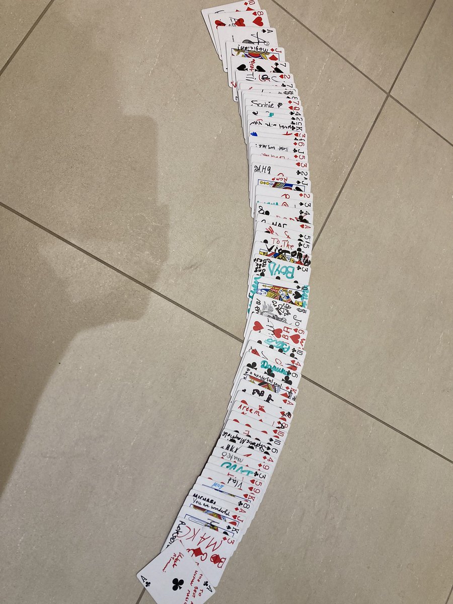 Returning from Poland, this is a deck of cards signed by refugees I worked with and fellow volunteers. Amazing experience!