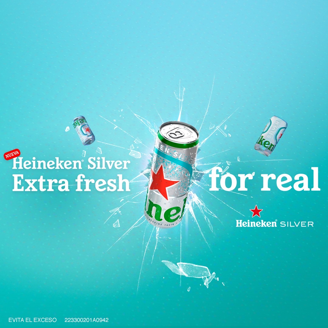 HeinekenMexico's tweet photo. ¡Ya llegó, ya está aquí! Presentamos la nueva Heineken Silver! ¿Estás listo para darle un #ExtraFresh al universo real? #SomosHEINEKENMéxico https://t.co/TEotprYFjP