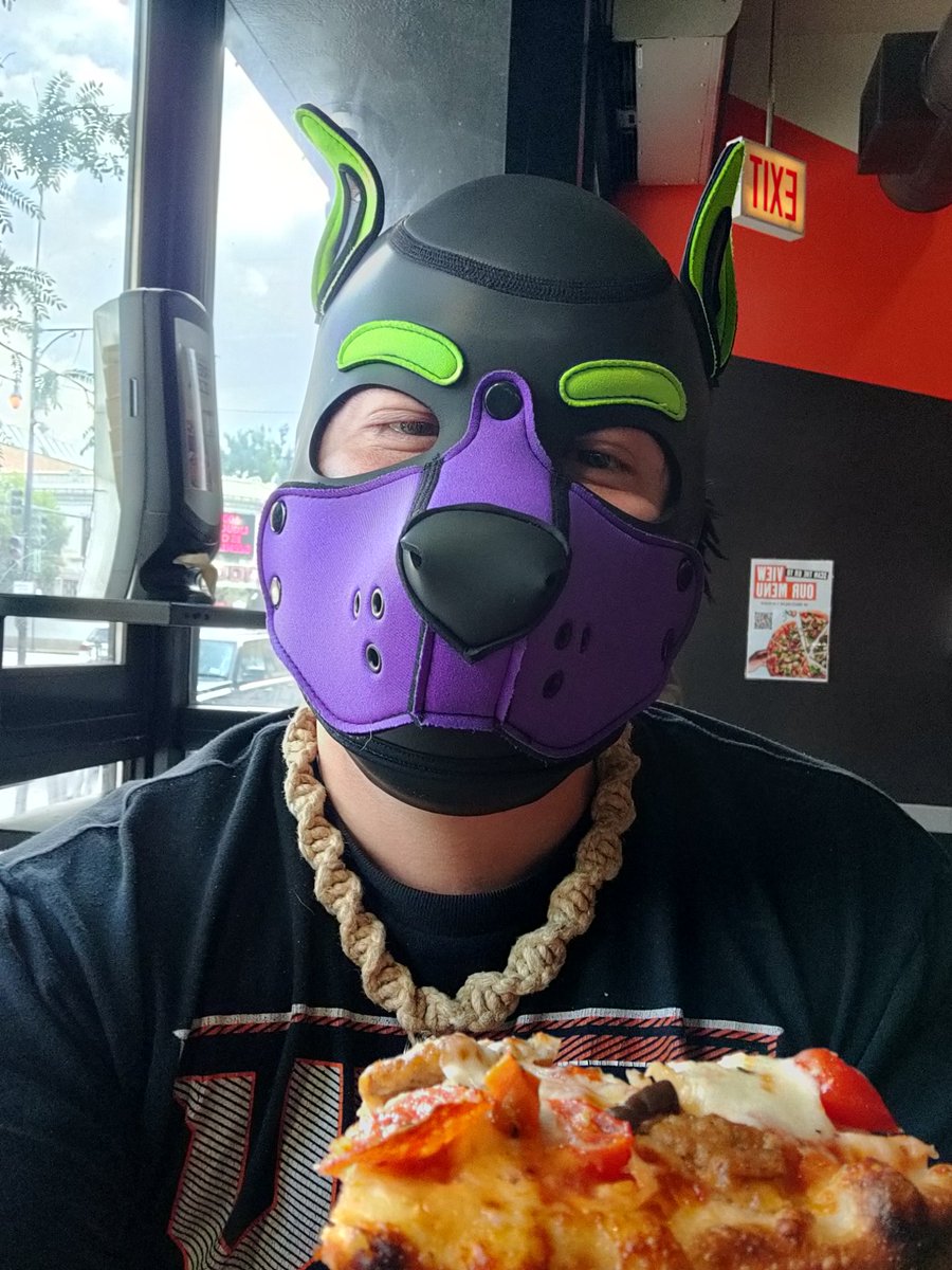 ShadowTheWusky's tweet photo. Good boys get pizza. Now which one of you is a good boy? #kink #bdsmpuppy #gaypup #bdsmgear #switchpup #gay https://t.co/fhnhkynl4P